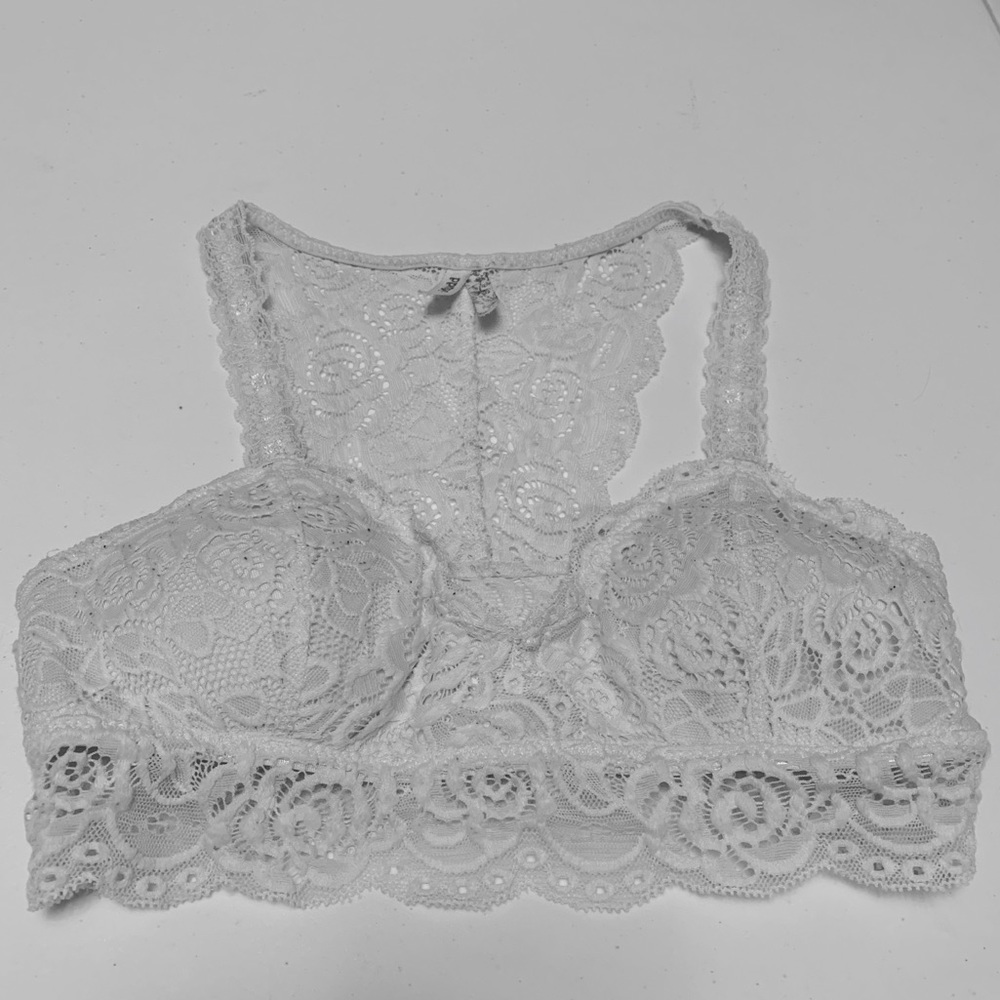 White lace racer-back bralette